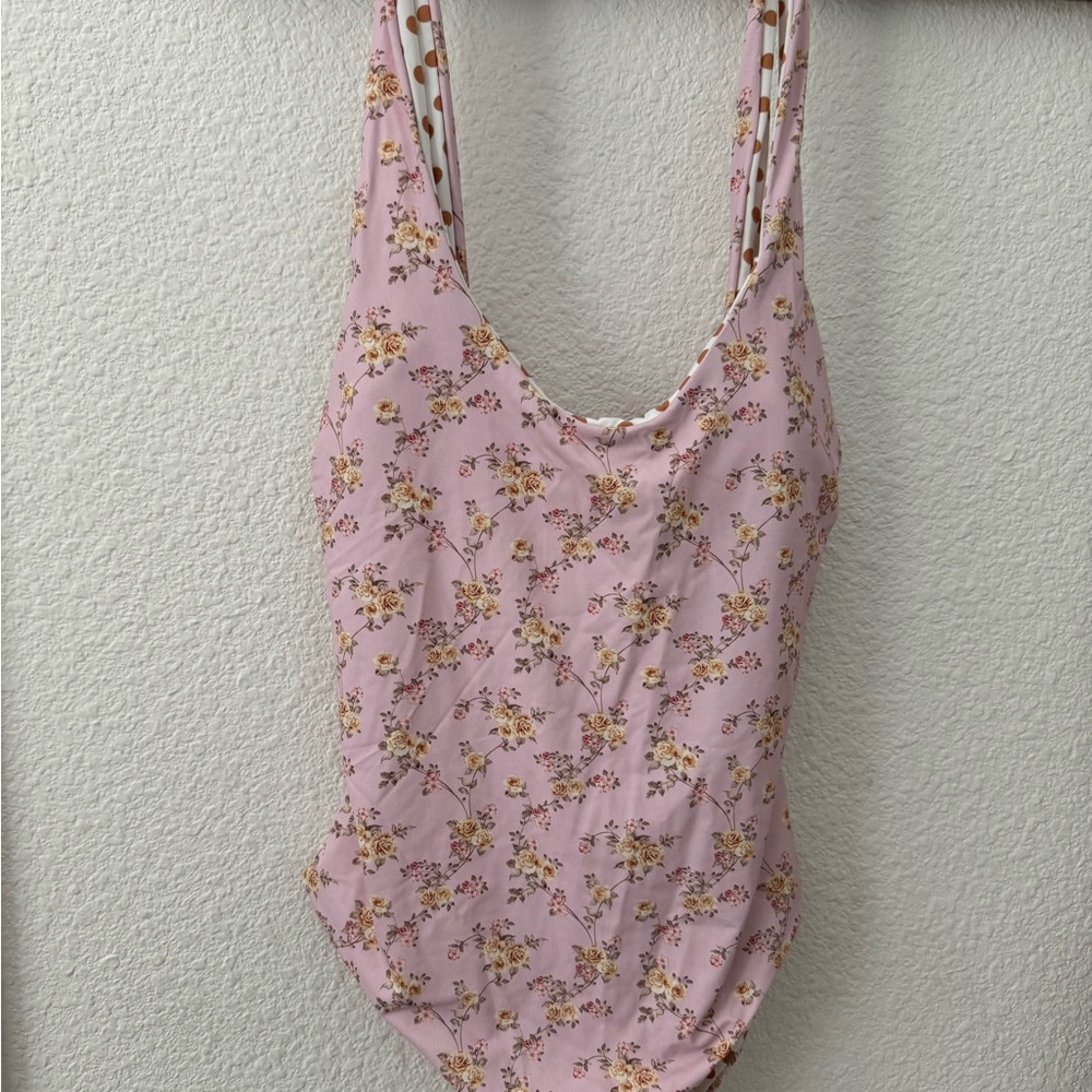 dippin daisys one piece women medium floral polka dot